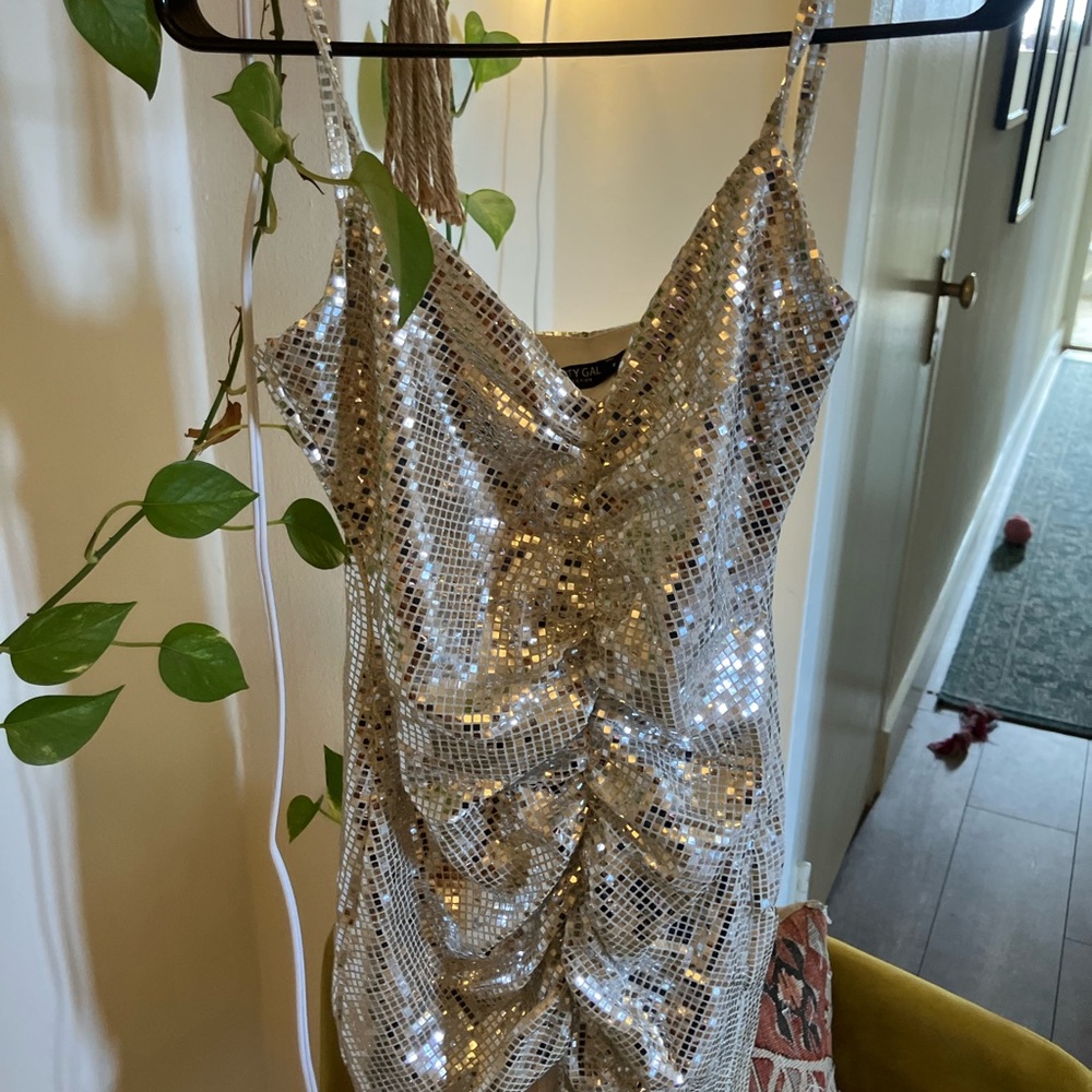 Silver Sequin Party Dress